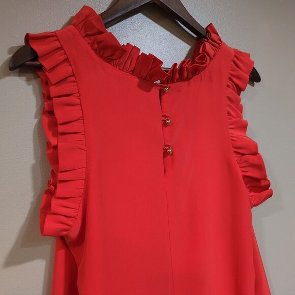 Britt Ryan 100% Silk Ruffle Tank Top Blouse Orange Sleeveless Office Womens M - Picture 4 of 10